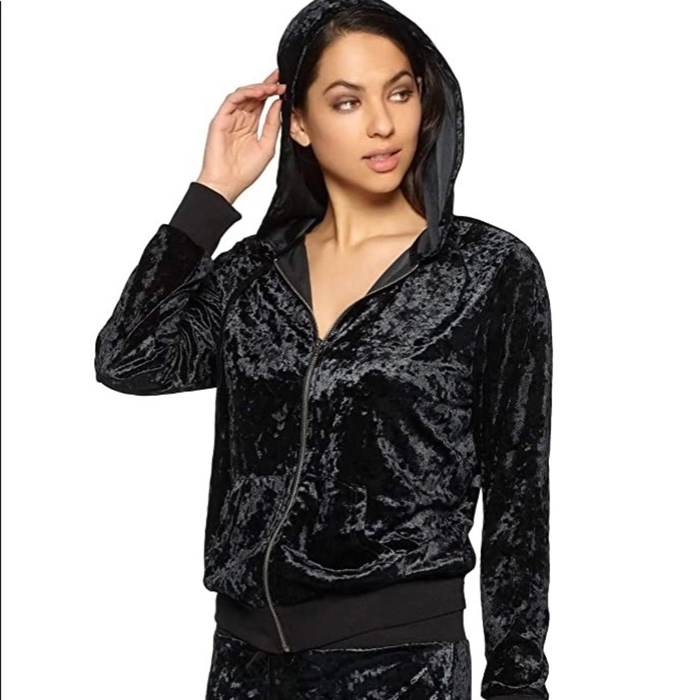 Felina crushed velvet hoodie zip front. NWOT